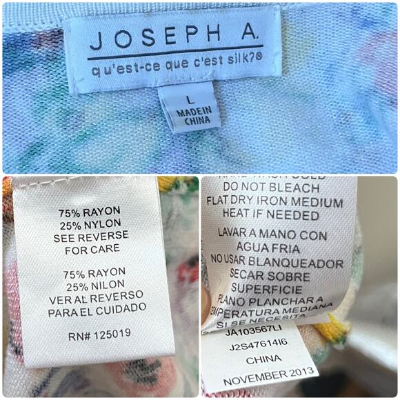 Joseph A Rayon Blend Multicolor Floral Bracelet Sleeve Cardigan Size Large - Picture 10 of 11